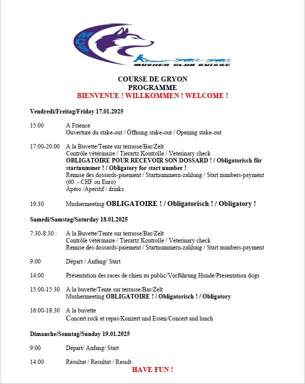 Programme gryon 2025